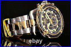 Invicta Men's Watch 22806 Aviator Black Carbon Fiber 2Tone Gold SS Bracelet NEW