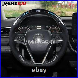 LED Carbon Fiber Suede Steering Wheel Fit In Toyota Camry 2018-2021