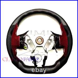 MATT CARBON FIBER Steering Wheel FOR INFINITI q50q60 BLACK LEATHER RED ACCENT