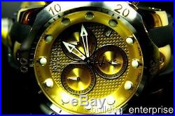 Mens Invicta Reserve Venom Chronograph Swiss Movement Gold Tone Black Watch New