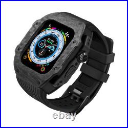 Modification Kit Carbon Fiber Armor Case for Apple Watch Ultra 8 7 Silicone Band