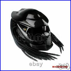 NEW Black Predator Helmet Mask Carbon Fibre Motorcycle Iron Man Full Face Helmet