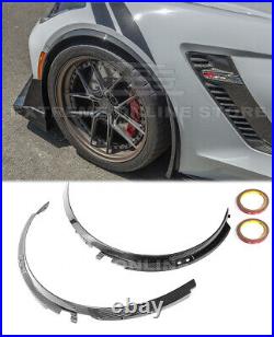 Pair Front Wheel Trim Real Carbon Fiber Fender Flares Fits 14-19 Corvette C7 New
