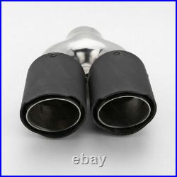 Pair Quad 3 Black Carbon Fiber Staggered Exhaust Tips 304 Stainless Steel