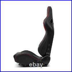 Pair of PVC Carbon Fiber Leather Reclinable Racing Seats WithSilders Red+Black