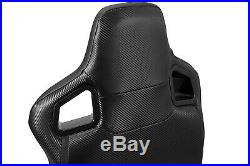 Pairs Black+Side carbon Fiber Mixed PVC leather L/R Racing Bucket Seat+Slider