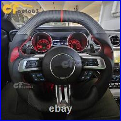 Perforated Carbon Fiber Black Steering Wheel Fits For 2015-2023 Ford Mustang