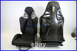 Porsche 997 Style GT3 Reclining Seats Black PU Leather with CARBON FIBER Shell