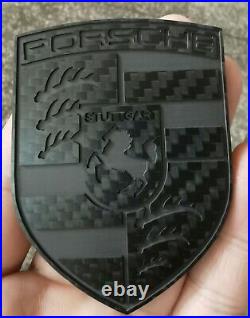 Porsche Hood Carbon fiber Emblem Black 981 718 911