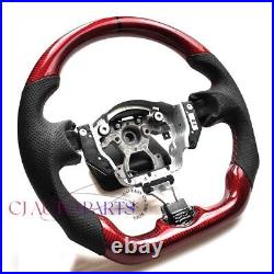 RED CARBON FIBER Steering Wheel FOR NISSAN 370Z NISMO BLACK LEATHER/ACCENT