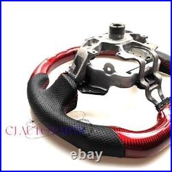 RED CARBON FIBER Steering Wheel FOR NISSAN 370Z NISMO BLACK LEATHER/ACCENT