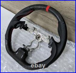 REVESOL Real Carbon Fiber Black FLAT Steering Wheel for 08-15 INFINITI G37 Q60