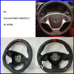 REVESOL Real Carbon Fiber Flat Steering Wheel for 2014-2019 Chevy Corvette C7
