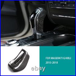 Real Carbon Fiber Car Gear Shift Knob Cover Trim For Maserati Ghibli 2013-2018