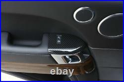 Real Carbon Fiber Door Handle Lock Buttons Cover Trim Fit For Range Rover Sport