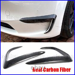 Real Carbon Fiber For Model Y 20-23 Front Bumper Foglight Canards Fins Splitter