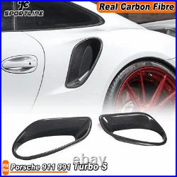 Real Carbon Fiber Side Air Fender Vent Cover For Porsche 911 991 Turbo S 2014-16