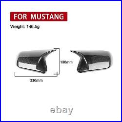 Real Dry Carbon Fiber Side Rearview Mirror Cover Cap For Ford Mustang 2015-2024