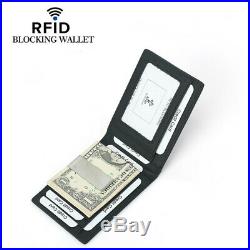 Real Leather Slim Wallet For Men with Money Clip Carbon Fiber RFID Blocking Case