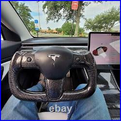 Real carbon fiber yoke steering wheel for Tesla Model Y model 3 2017-2021