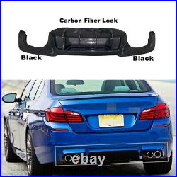 Rear Bumper Diffuser Lip Carbon Fiber Look Black For BMW F10 M5 M Sport 11-16