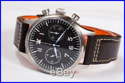 Seagull mvt Flieger Pilot WristWatch Mens Heated Blue Sapphire B-Uhr Chronograph