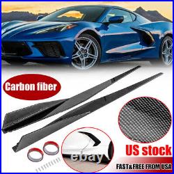 Side Skirts For 2020-2023 Corvette C8 5VM Style Extension Lip Carbon Fiber Black