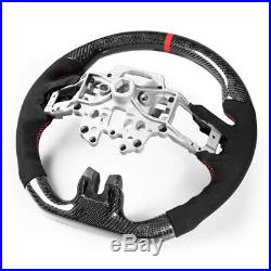 Steering Wheel Carbon Fiber Genuine Suede For Ford Mustang EcoBoost 5.0GT 15-18