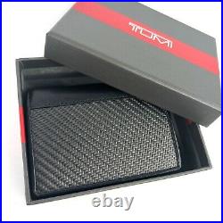 TUMI Gusseted Card Case Carbon Fiber Black Leather Donnington