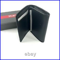 TUMI Gusseted Card Case Carbon Fiber Black Leather Donnington