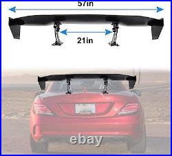 Universal 57 GT Adjustable Trunk Rear Spoiler Wing ABS Black Carbon Fiber Look