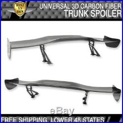 Universal 57 Inch 3D Carbon Fiber CF Rear GT Trunk Spoiler Wing Adjustable Deck