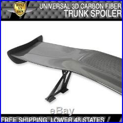 Universal 57 Inch 3D Carbon Fiber CF Rear GT Trunk Spoiler Wing Adjustable Deck