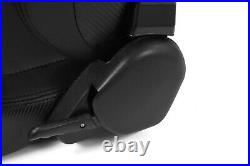 Universal Pairs JDM Black Carbon Fiber Mixed PVC Leather Racing Bucket Seats