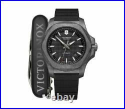 Victorinox I. N. O. X Carbon Mechanical Black Dial Rubber Band Men's Watch 241866.1